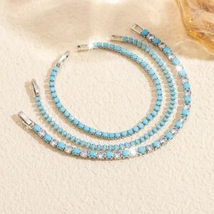 Silver Turquoise Bracelet Set
